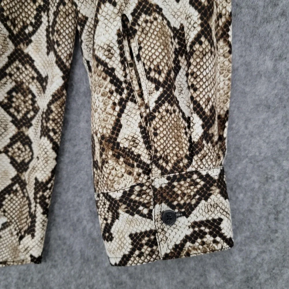 Michael Michael Kors Shirt Womens 1X Brown Black‎ Snake Print Button Front Plus